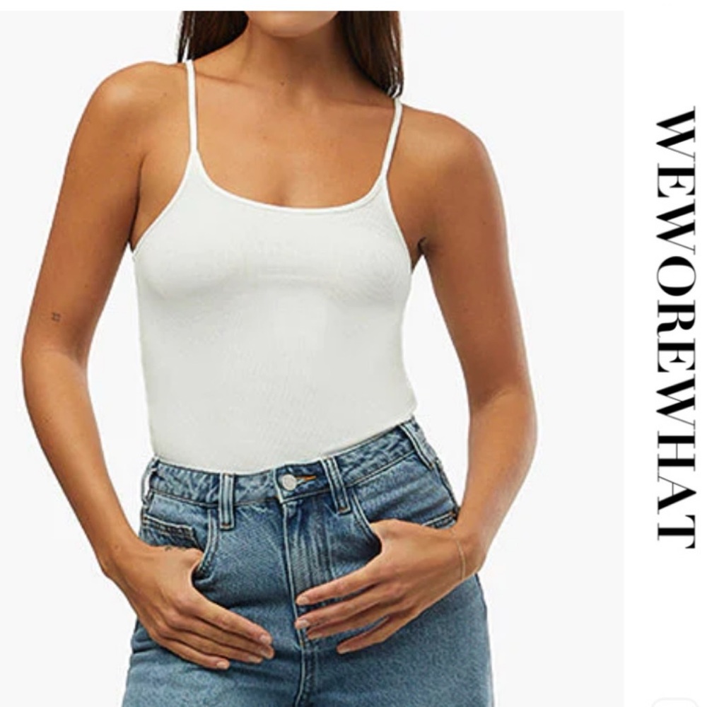 WeWoreWhat - Scooped Rib Tank Top - White XL